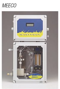 FIGURE 3.  The NastyBoy online analyzer for measuring moisture in Cl2 uses materials that resist Cl2 gas and a design that isolates the electronics from the flow system