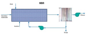 Figure 1.  A typical external side-stream membrane bioreactor (MBR) is depicted here