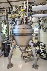 FIGURE 1. JBEI has scaled up biomass pretreatment technologies that utilize ionic liquids from the bench scale to the 100-L scale using a reactor located at the Advanced Biofuels Process Demonstration Unit (ABPDU)