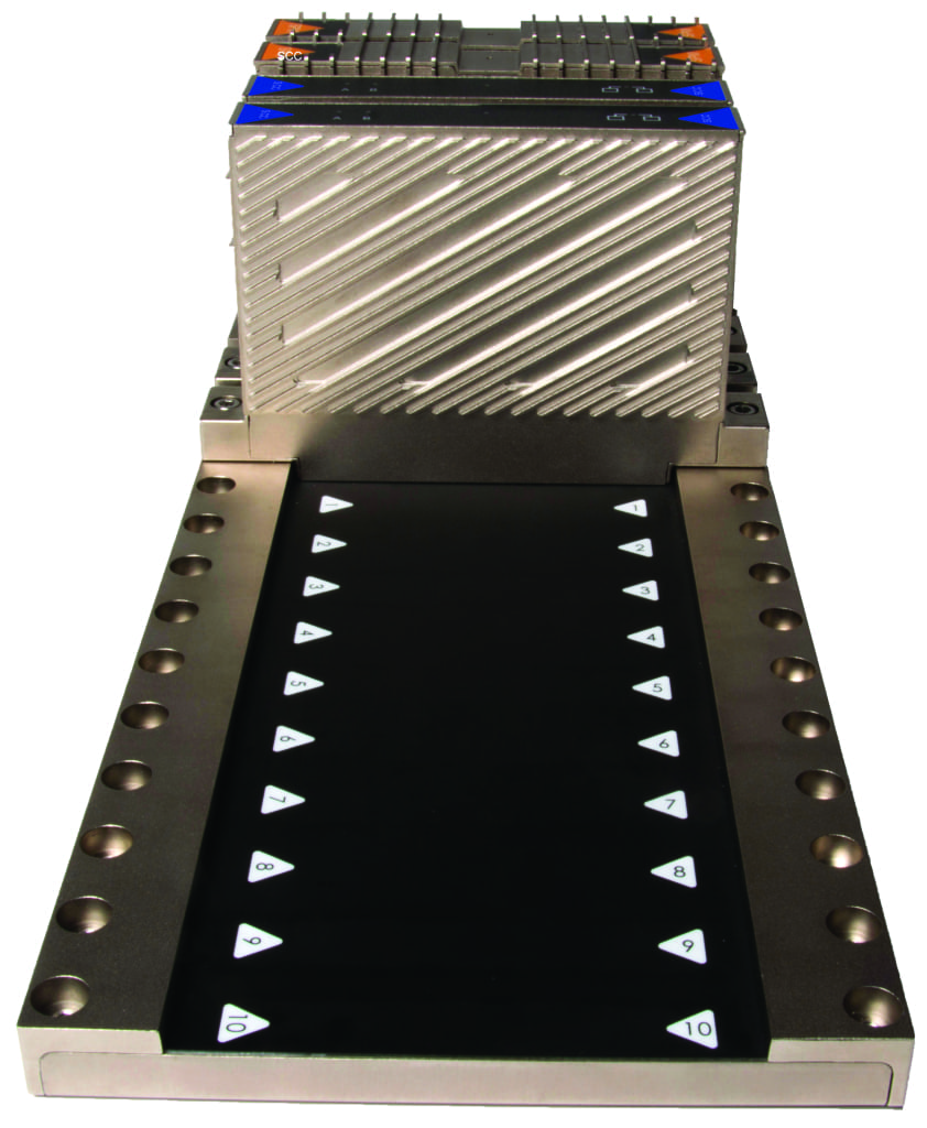 Figure 4.  Bedrock Automation’s industrial control system replaces pins with an electromagnetic backplane (shown here), microcontrollers that are secured with encrypted keys and TRNG embedded in all system modules including the controller, power supply and I/O