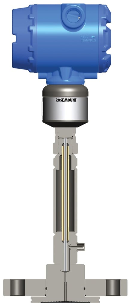 Figure 6.  In some hot applications, it is required to add additional separation from the process heat to the transmitter. This shows an example cut-away view where the oil fill lines extend to the sensor and protect the temperature of the transmitter