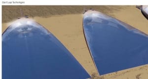 Figure 4. Digital Glass can provide new ways to harvest sunlight. Here are football-field-sized solar thermal power plants that use microfluidic-based solar collector panels that exploit electronically modulated invisibility to harvest sunlight dynamically