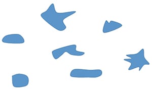 FIGURE 3. Particles typically have an irregular shape; to measure particle size and size distribution, simplifying assumptions must be made using spherical shapes as a proxy measurement