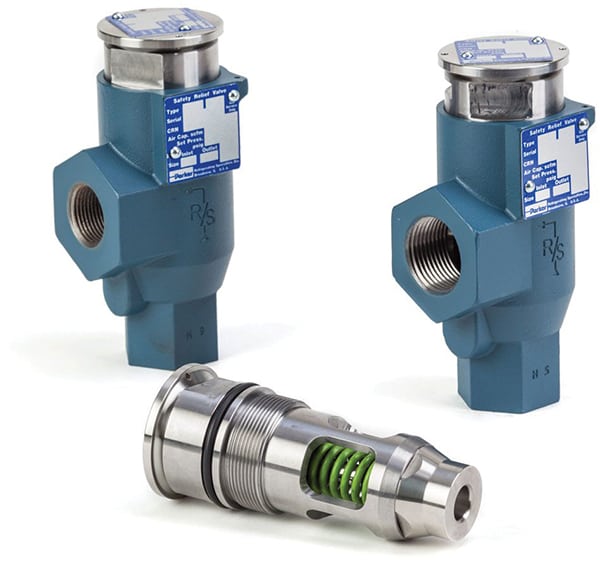 Figure 2.  Parker Hannifin’s Cartridge Safety Relief Valves, designed to offer the highest level of protection while maintaining easy serviceability, allow for a simple and easy upgrade path to the new cartridge-based design. The cartridge-based design allows for replacement while the housing remains in the system Parker Hannifin