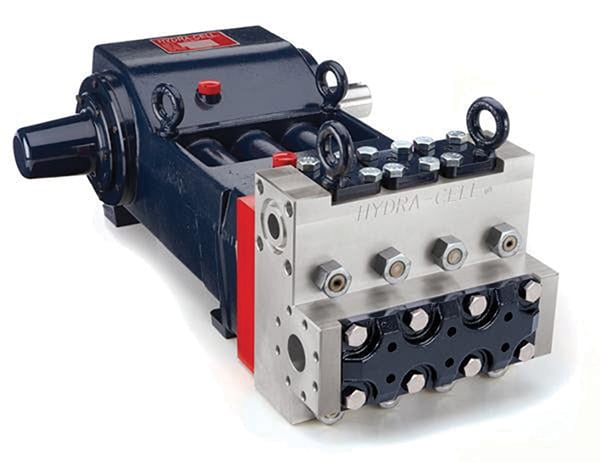 Figure 1.  The Hydra-Cell T100 Series high-pressure triplex pumps are packing-free and designed to replace horizontal centrifugal pumps and packed plunger pumps in oil-and-gas applications Wanner Engineering