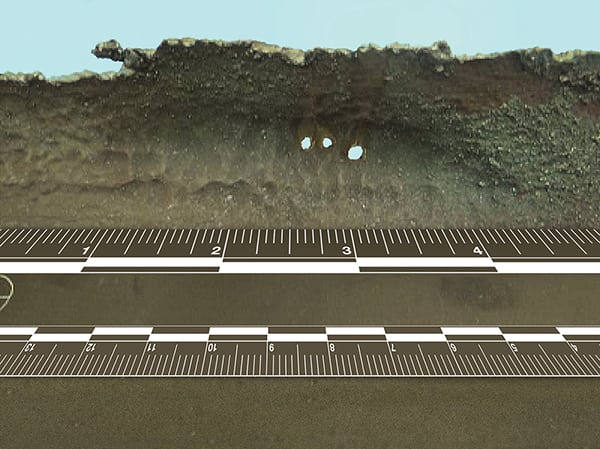 Figure 1. Pitting on the internal surface of a tube can result from the presence of oxygen in the boiler feedwater 