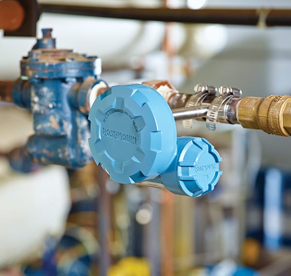 Figure 2.  An acoustic monitoring device listens to an adjacent device. It can be programmed to identify characteristic sounds and report its evaluation via a WirelessHART network Emerson Automation Solutions