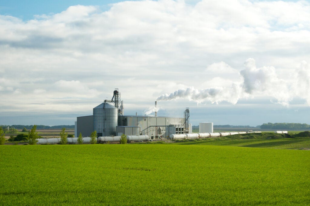 Endress+Hauser Ethanol production plant utilizing corn as a feed stock located in the middle of farm land in the Dakotas.
