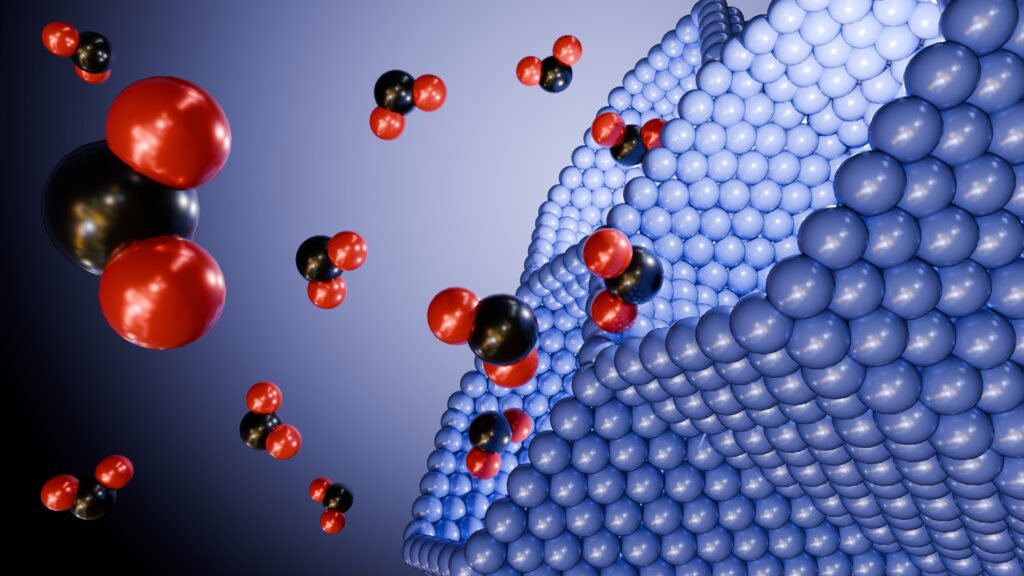 CO2 molecules and MOF