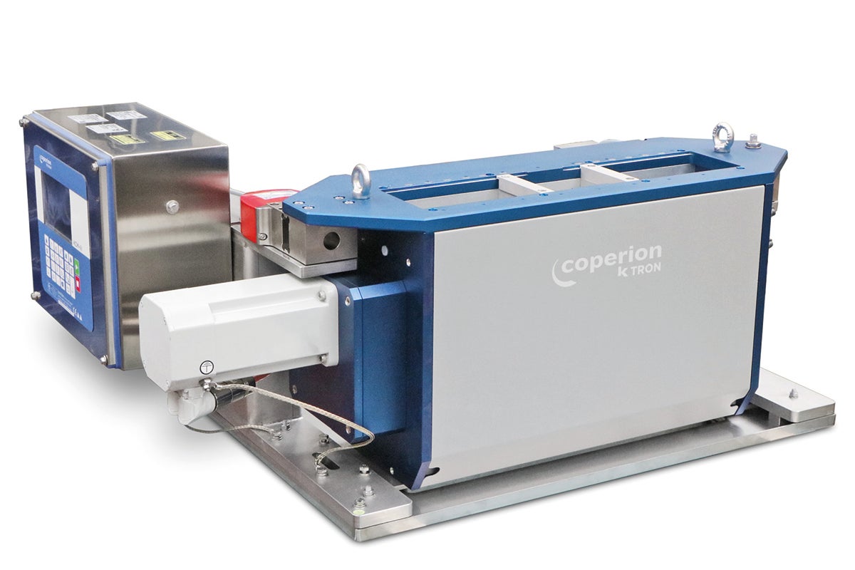 This roller feeder system is designed for dry-electrode battery manufacturing